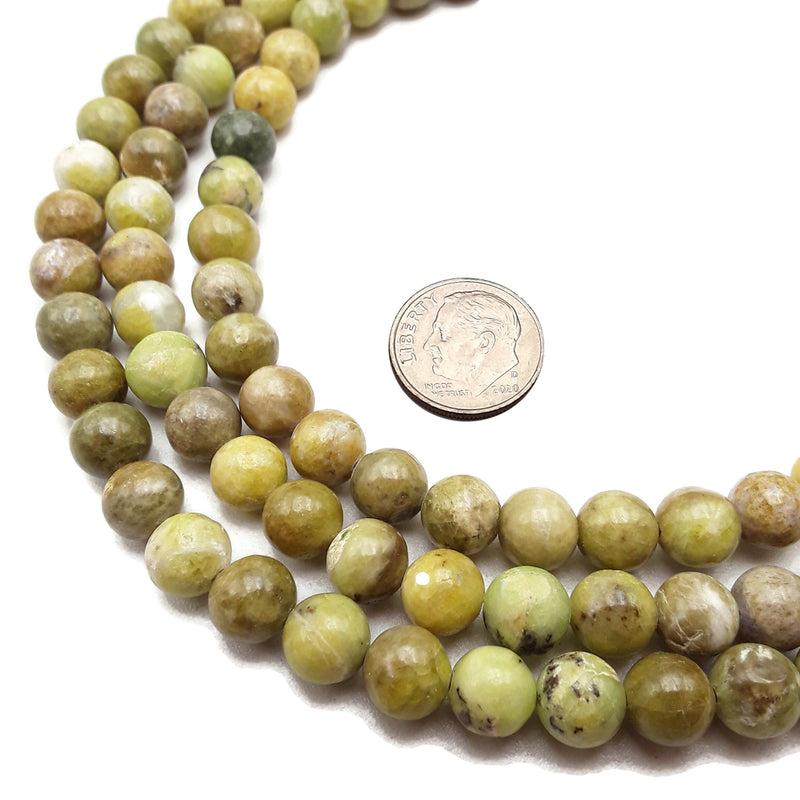 Multi Green Tumbled Peridot Smooth Round Beads 8mm 15.5" Strand