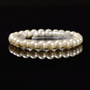 Beige Glass Pearl Smooth Round Bracelet Beads 6mm 8mm 10mm 12mm 7.5'' Length