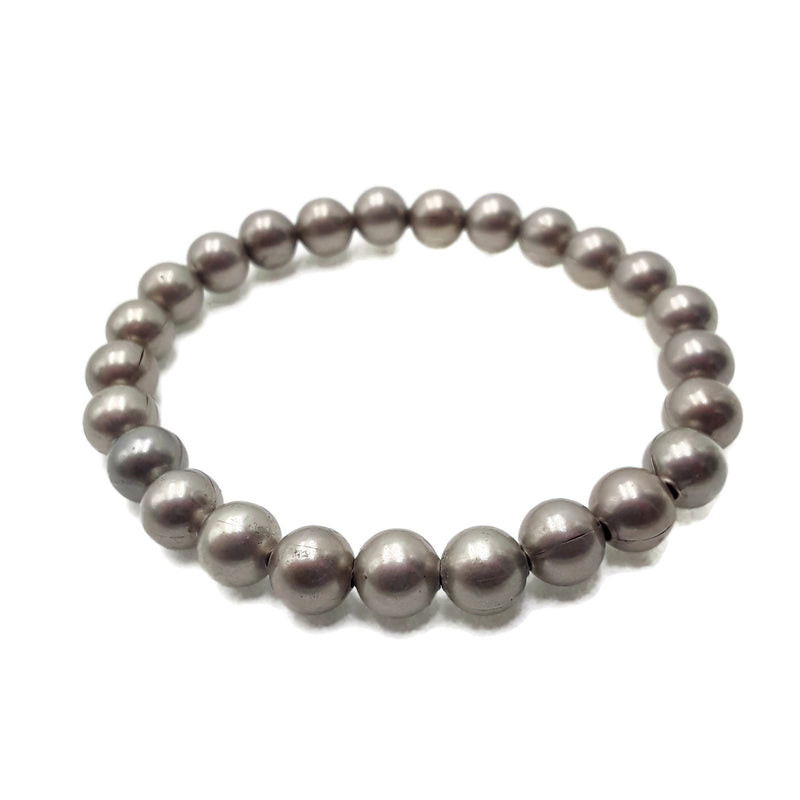 gray silver coated copper bracelet smooth round