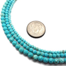 Blue Turquoise Faceted Round Beads 2mm 3mm 4mm 15.5" Strand