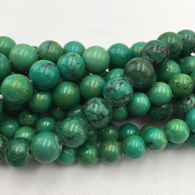 large hole green turquoise smooth round beads