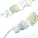 aquamarine graduated slice Sticks Points beads