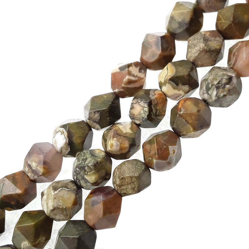 rainforest jasper rhyolite faceted star cut beads