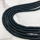 black onyx smooth rondelle beads 