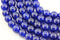 large hole blue dyed jade smooth round beads