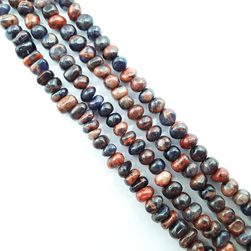 orange sodalite center drill pebble nugget beads