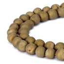 gold color druzy agate matte round beads