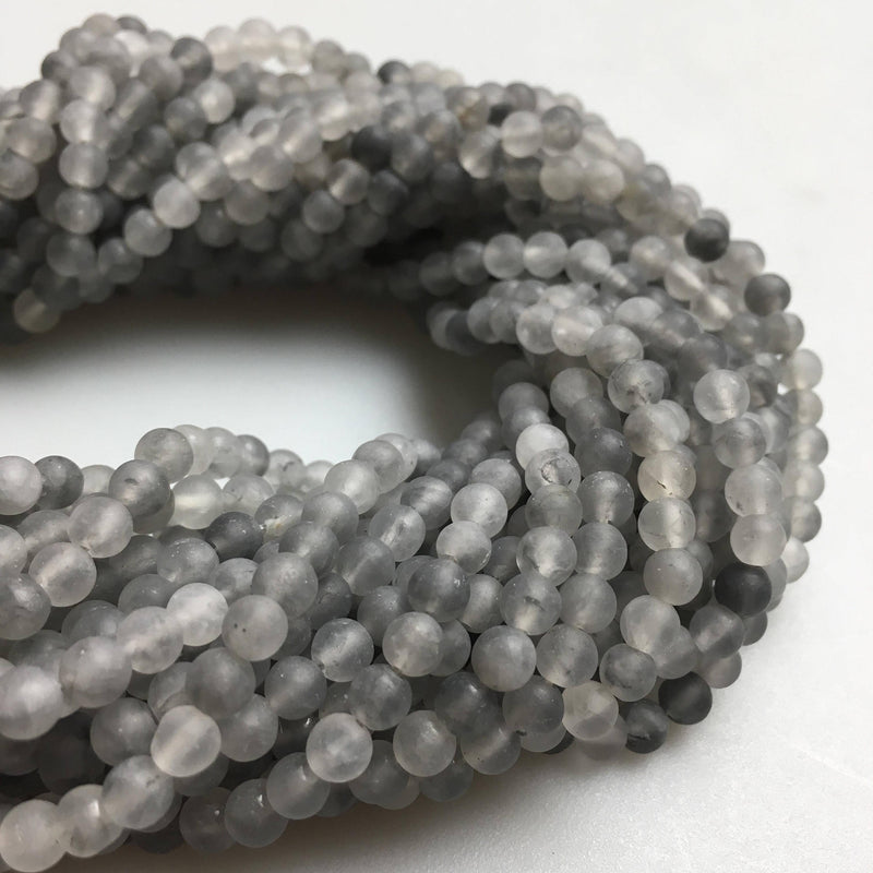 cloudy quartz matte round beads 