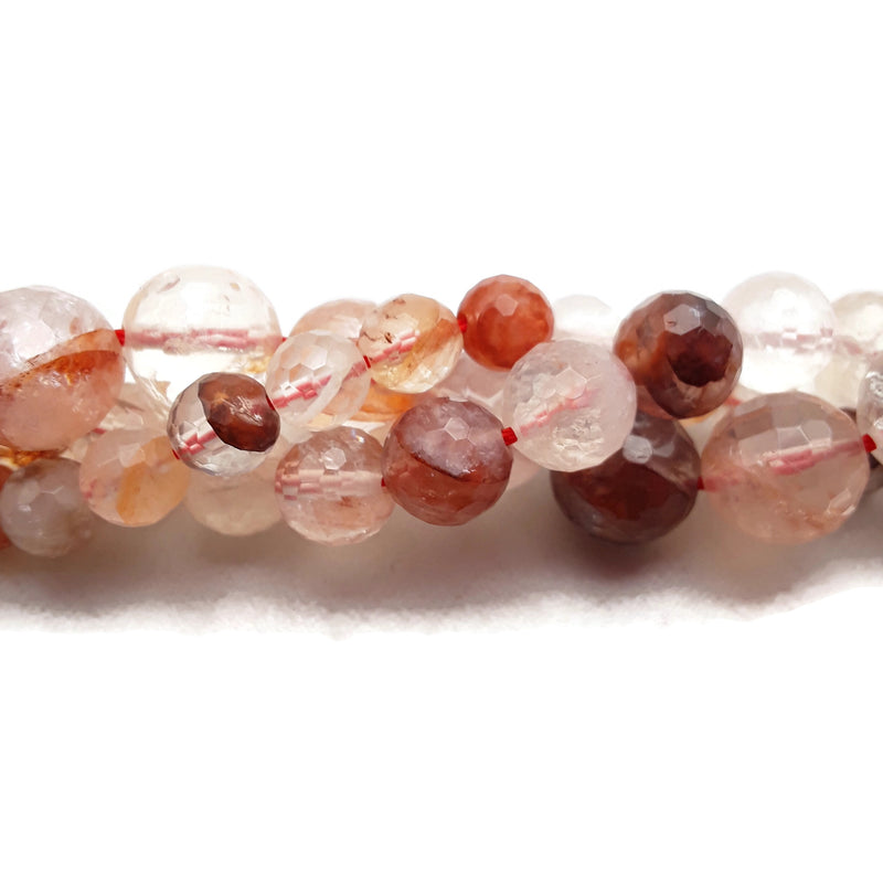 Natural Red Hematoid Fire Quartz Faceted Round Beads 6mm 8mm 10mm 15.5" Strand