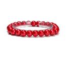 Bright Red Glass Pearl Smooth Round Bracelet Beads Size 6mm - 12mm 7.5'' Length