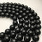 natural black tourmaline smooth round beads 