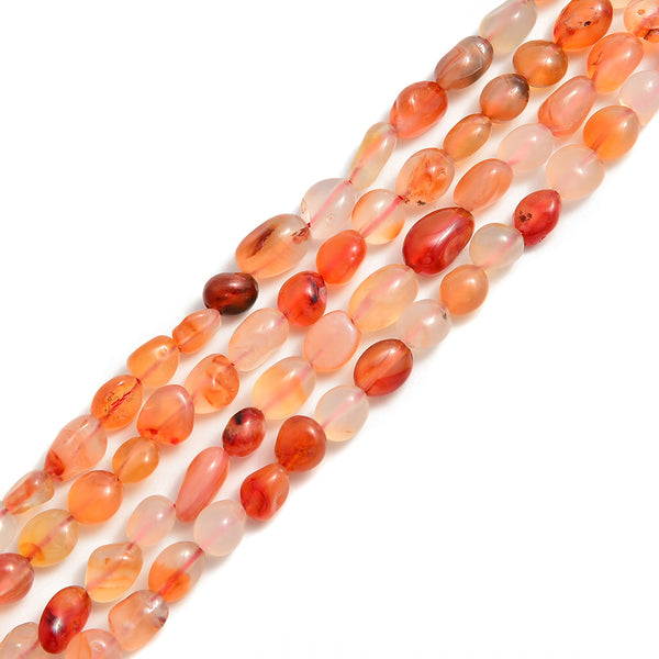 Carnelian Nugget Smooth Pebble Nugget Beads Approx 6-8mm 15.5" Strand