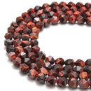 Red Tiger's Eye Faceted Star Cut Beads 8mm 15.5" Strand