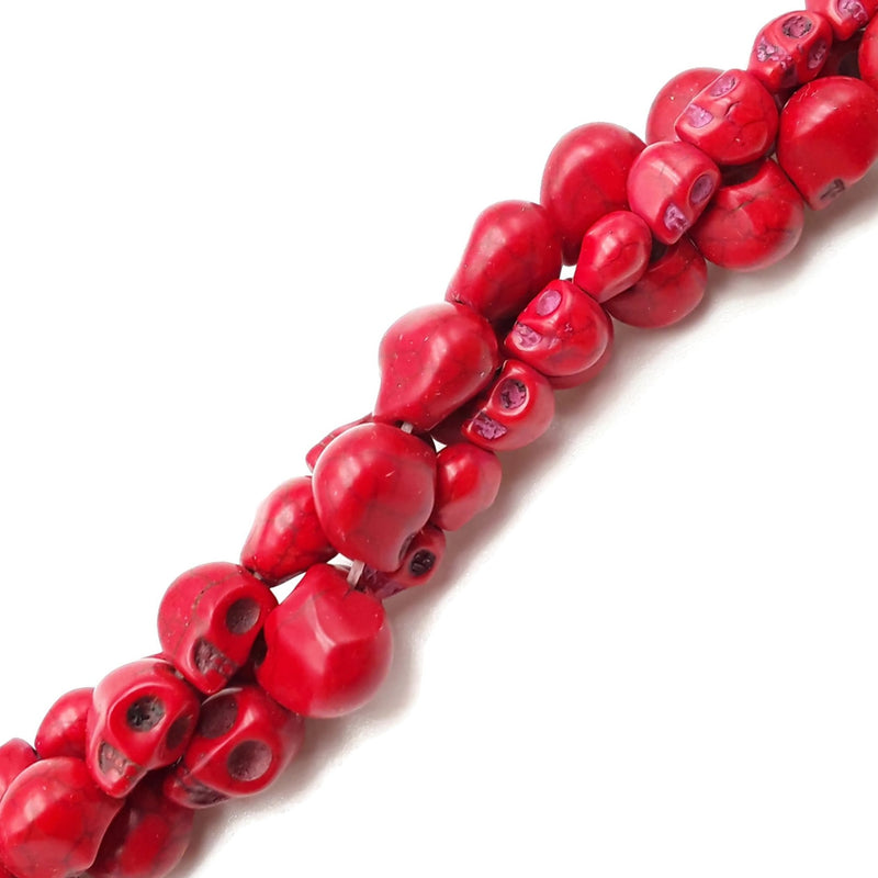 Red Howlite Turquoise Skull Beads 6x8mm 8x10mm 10x12mm 15.5" Strand