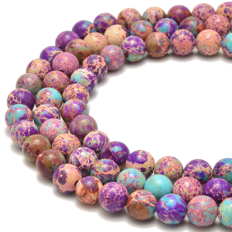 Natural Stone Beads Blue Purple Serpentine Sediments Smooth Round