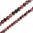 Pink Rhodonite Hard Cut Faceted Round Beads Size 5mm 6mm 15.5'' Strand