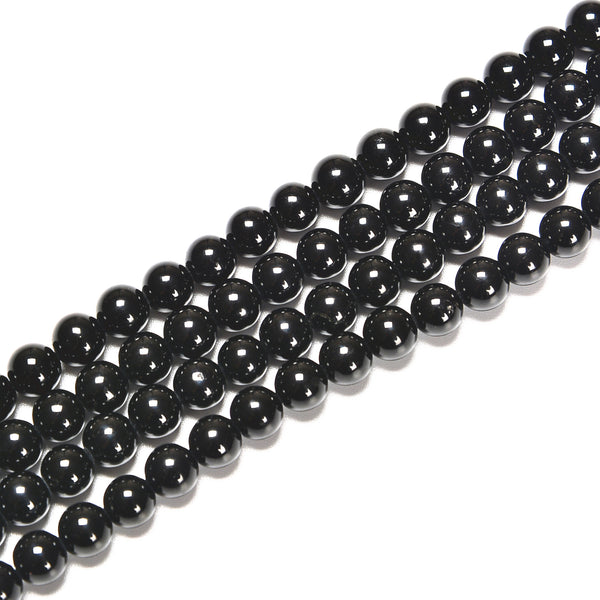 Black Tourmaline Smooth Round Beads Size 5mm 15.5'' Strand