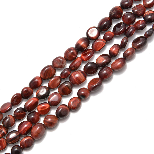 Natural Red Tiger's Eye Pebble Nugget Approx 5-8mm 15.5" Strand