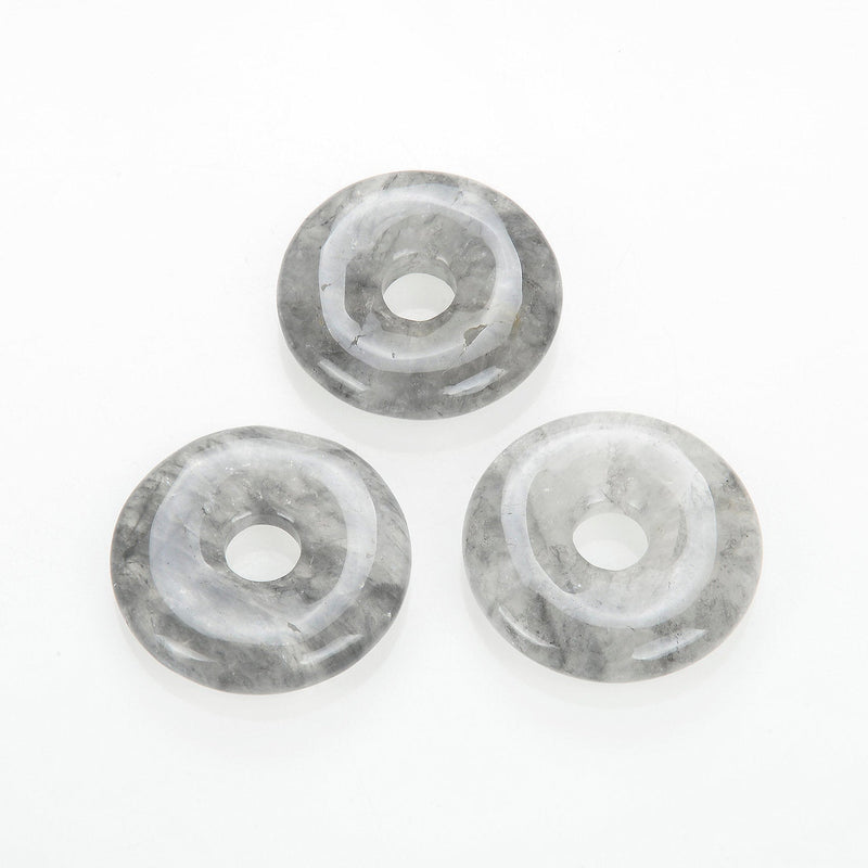 natural cloudy quartz donut circle pendant