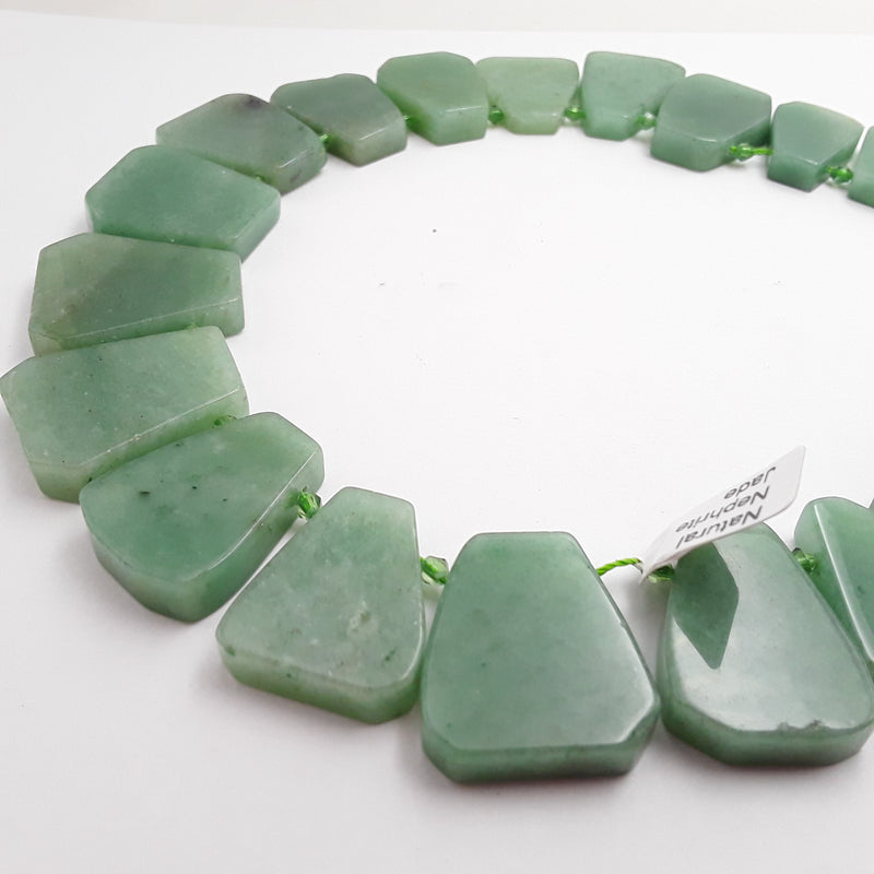 nephrite jade graduated trapezoid slab slice beads