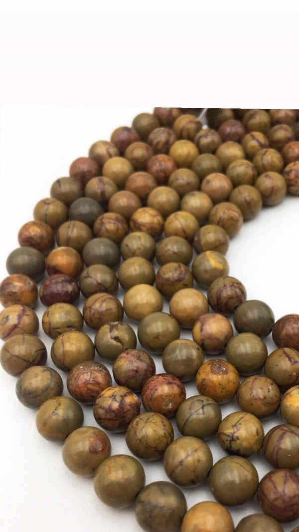 autumn jasper smooth round beads