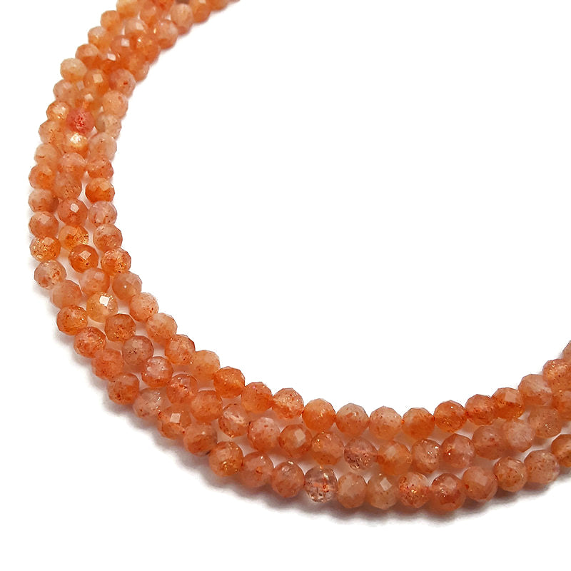 Natural Sunstone Lepidocrocite Faceted Round Beads 2.5mm 4mm 5mm 15.5" Strand