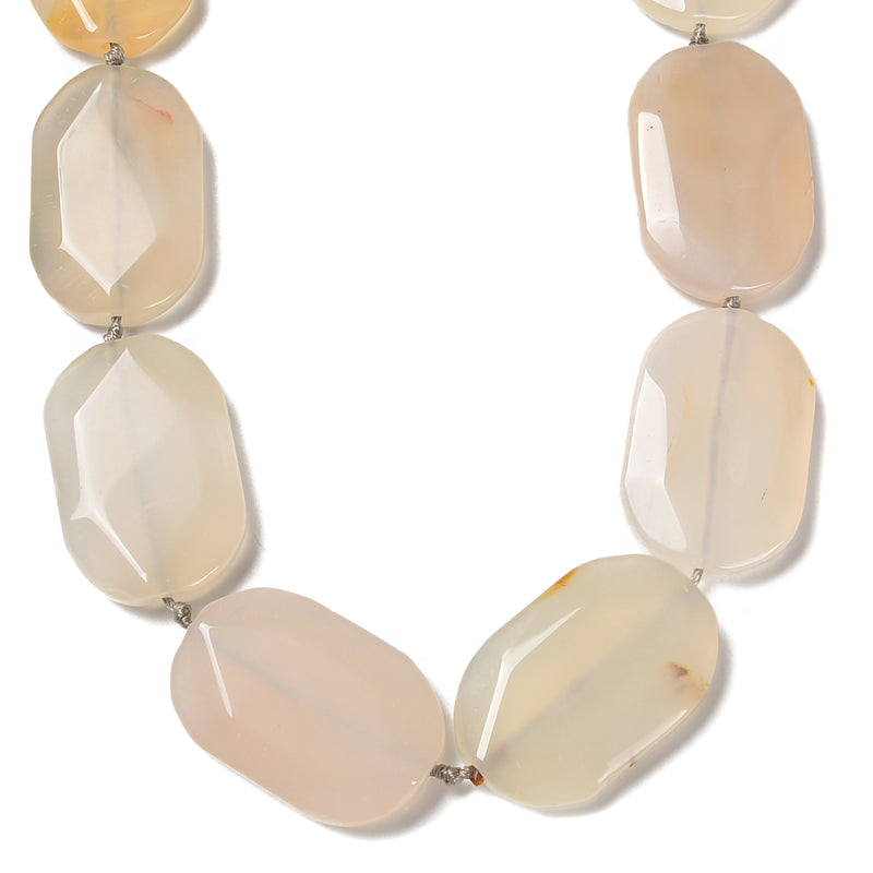White Agate Oval Shape Beads Size 30x45mm 15.5'' Strand