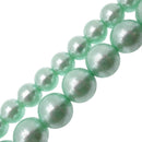 teal green glass pearl smooth round beads
