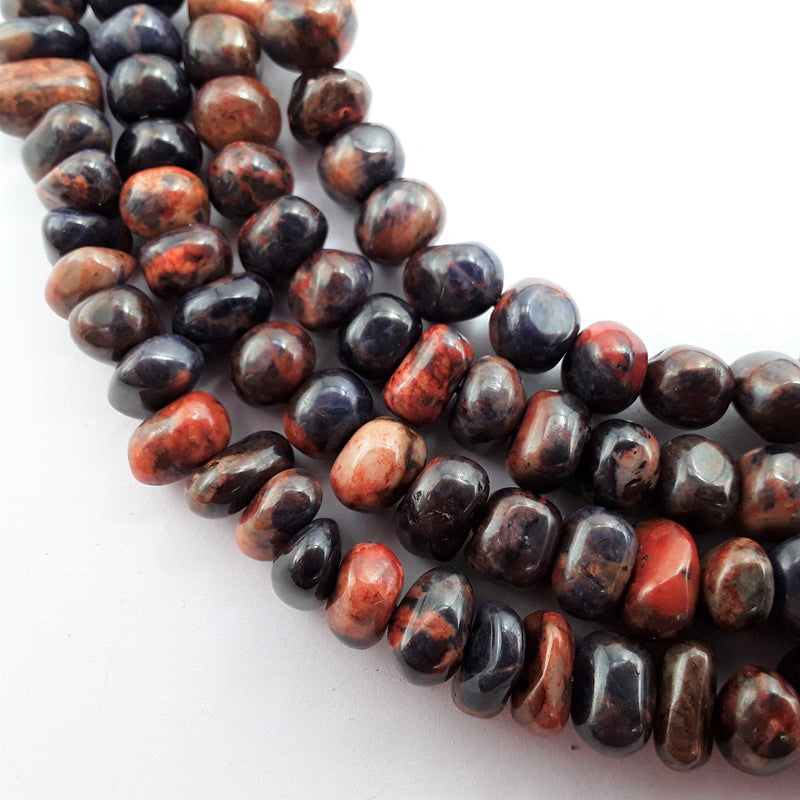 orange sodalite center drill pebble nugget beads