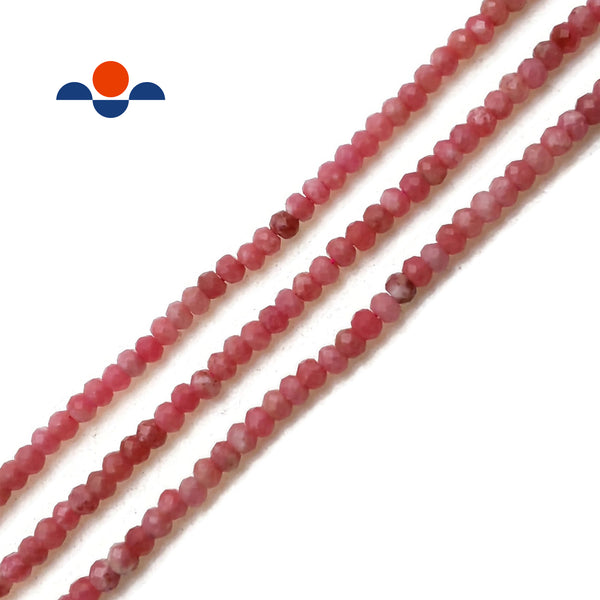 Natural Rhodonite Faceted Rondelle Beads Size 2x3mm 15.5'' per Strand