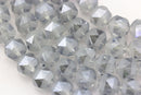 light blue crystal glass matte faceted round