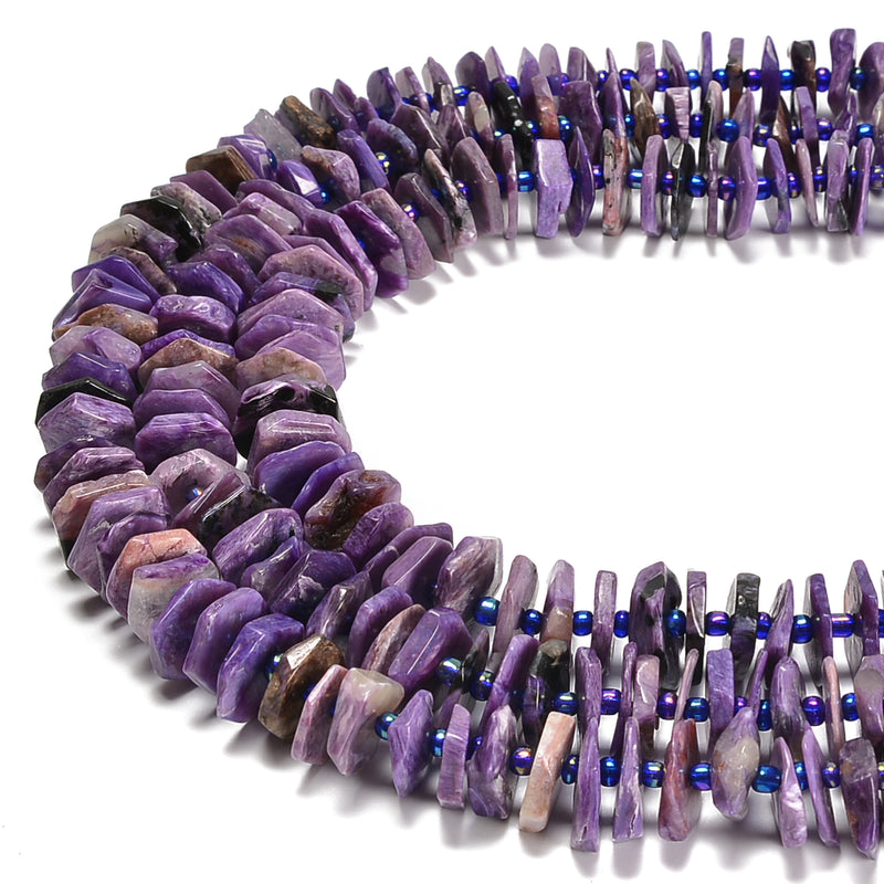Natural Charoite Slice Discs Beads Size 10-15mm 12-16mm 15-18mm 15.5'' Strand
