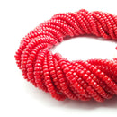 red bamboo coral faceted rondelle beads 