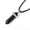 Obsidian Pendulum Pendant Healing Point Size 40x8mm Silver Leather Cord