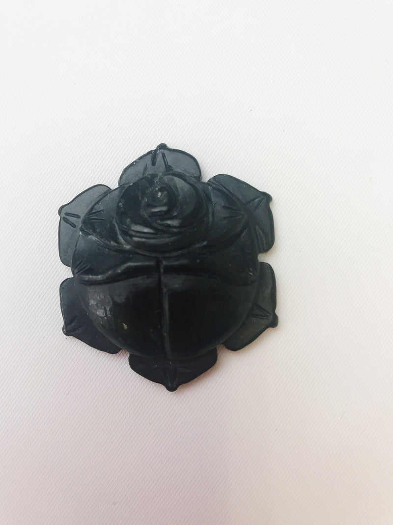 black jade rose plant Hand Carved Black Jade flower Pendant Size Approx 40mm Diameter Sold P – CRC Beads