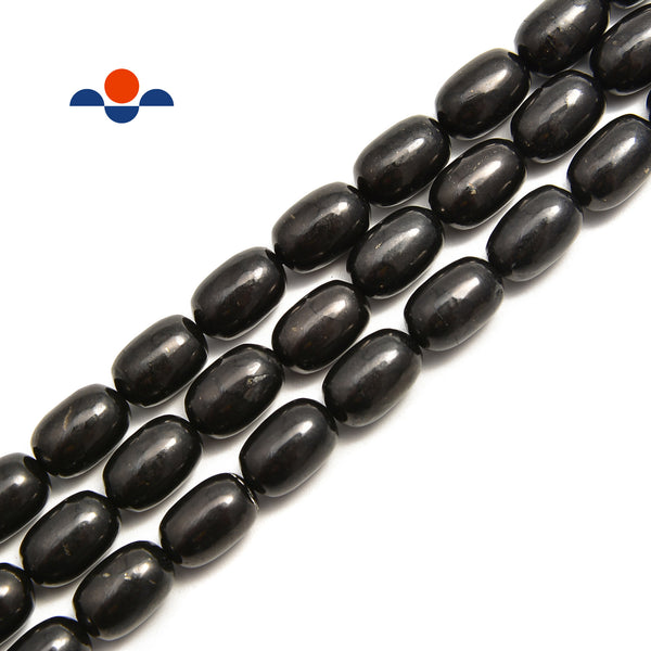 Shungite Smooth Oval Bean Shape Nugget Beads 6x10mm 8x12mm 10x14mm 15.5'' Strand