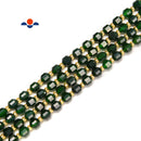 Green Agate Prism Cut Double Point Faceted Round Beads 6mm 15.5'' Strand