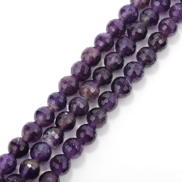 2.0mm Large Hole Amethyst Faceted Round Beads 8mm 10mm 15.5" Strand
