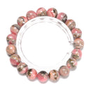 04-Rhodochrosite Round Beaded Bracelet Beads Size 9mm - 15mm 7.5'' Length