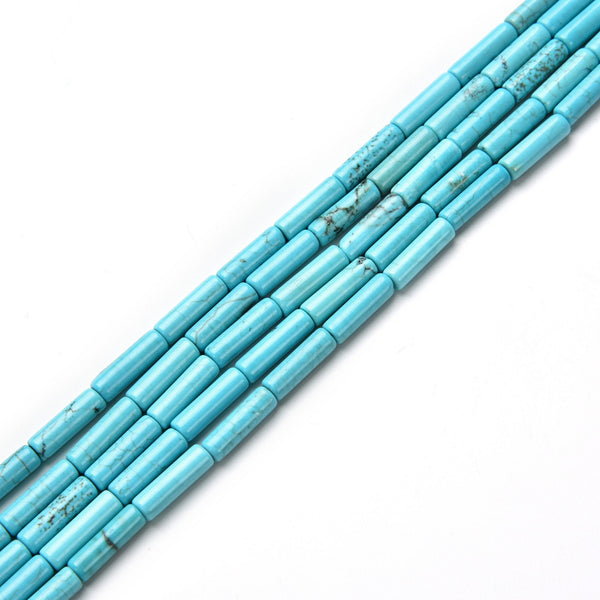Blue Turquoise Round Tube Beads 4x13mm 15.5" Strand