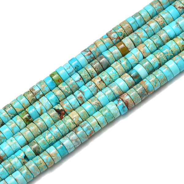 Light Blue Sea Sediment Jasper Heishi Rondelle Discs Beads 2x4mm 3x6mm 15.5" Strand