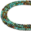 Natural Gradient Turquoise Faceted Round Beads Size 3.5mm 15.5'' Strand
