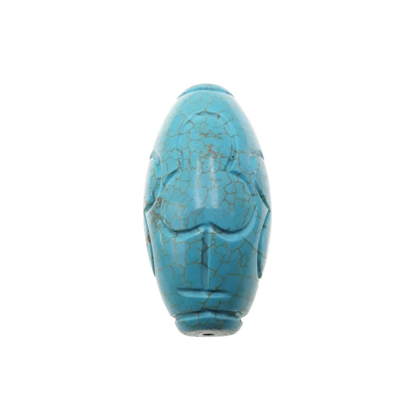blue turquoise hand carved rice shape beads 