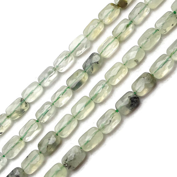 Natural Prehnite Faceted Flat Rectangle Beads 6x8mm 15.5" Strand