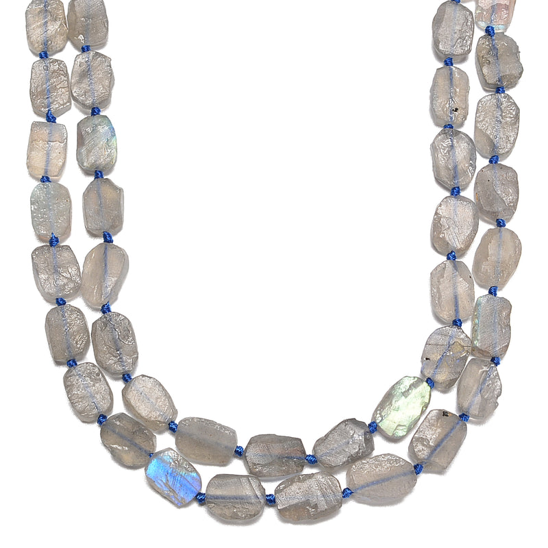 Natural Labradorite Rough Oval Shape Beads Size 10x14mm 15.5'' Strand