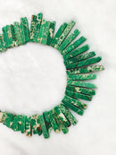 green sea sediment jasper graduated slice Sticks Points beads 