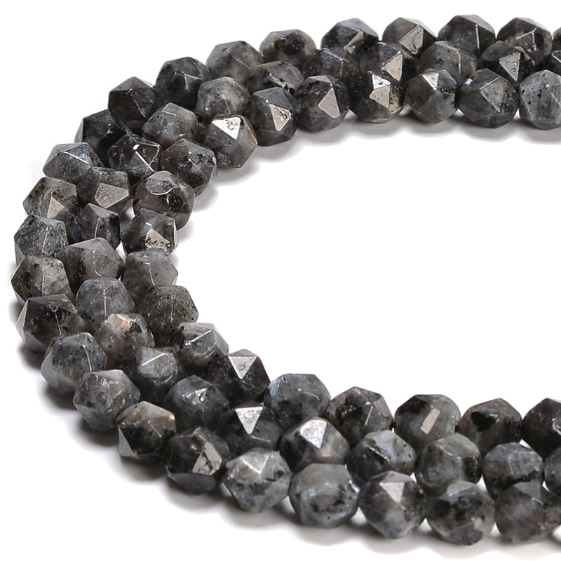 Natural Larvikite Labradorite Star Cut Beads Size 8mm 15.5'' Strand