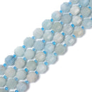 Natural Aquamarine Prism Cut Double Point Beads Size 8mm 10mm 15.5'' Strand