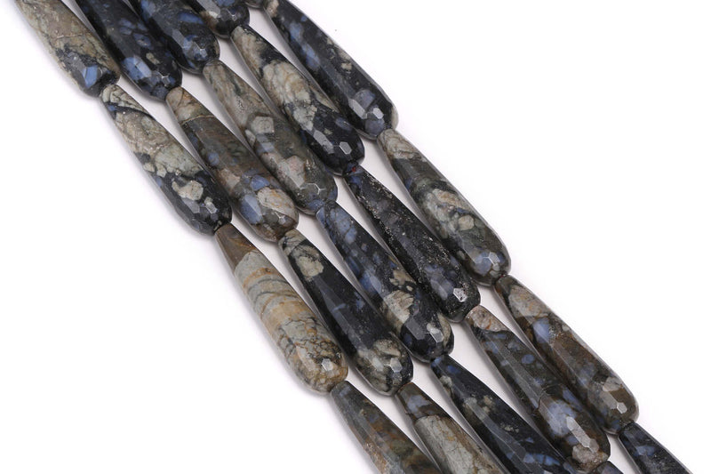 natural gray opal faceted teardrop beads