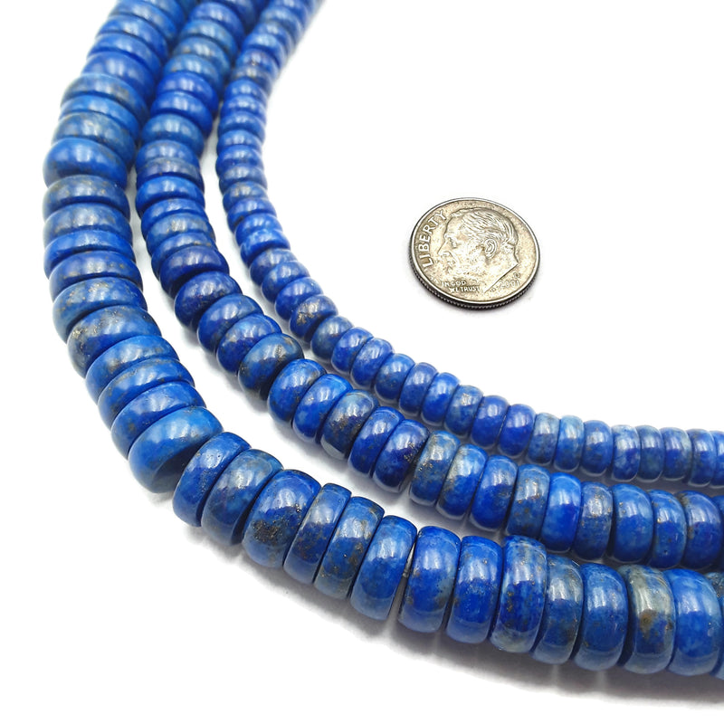 Lapis Lazuli Smooth Rondelle Beads 3x6mm 4x8mm 4x10mm 15.5" Strand